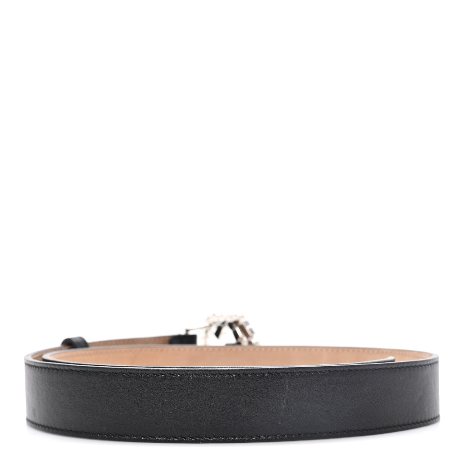 Gucci Calfskin Crystal Interlocking G Belt 80 32 Black 2 of 4