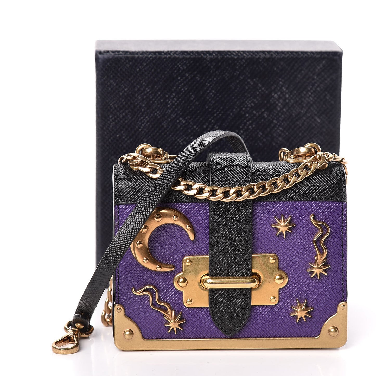 Saffiano Astrology Mini Cahier Bag Viola Black