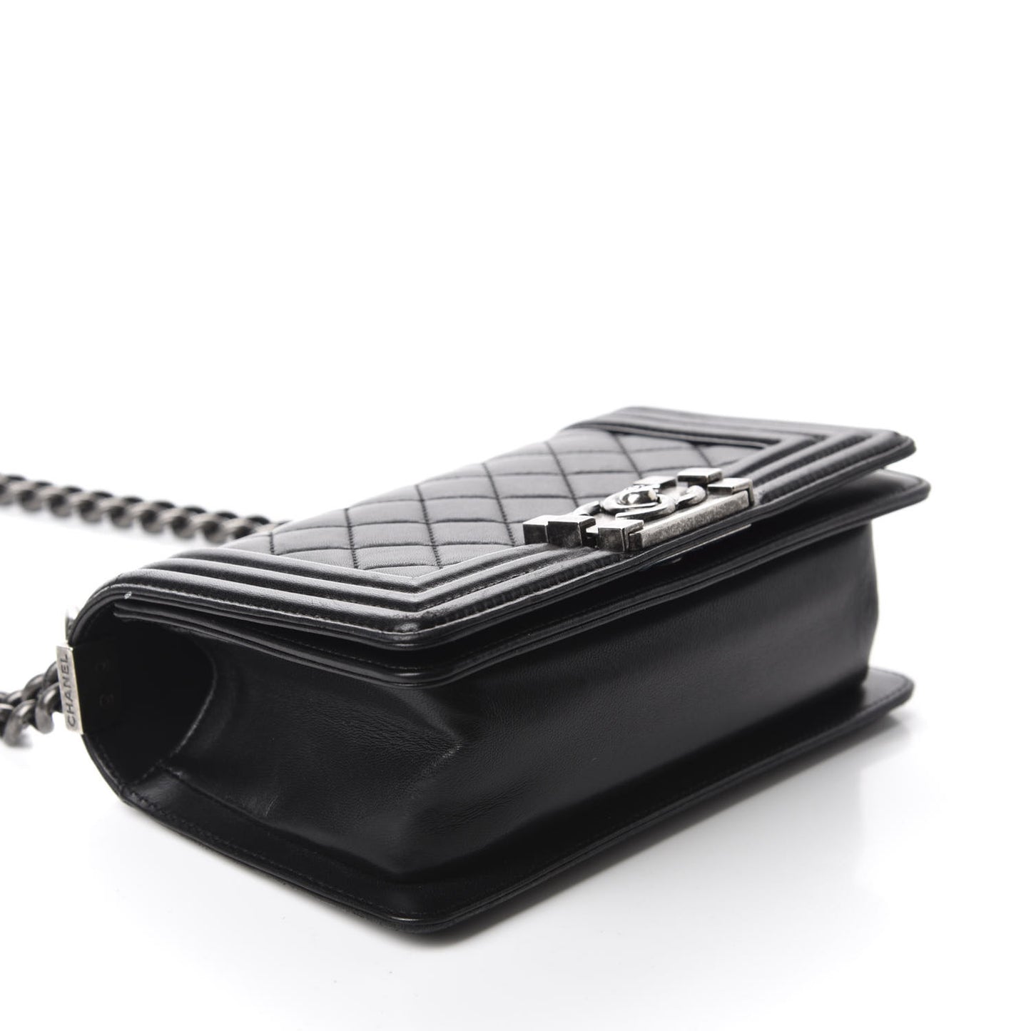 Lambskin Quilted Small Boy Flap Black