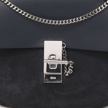 Chloe Suede Smooth Calfskin Drew Shoulder Bag Silver Blue 8 of 16