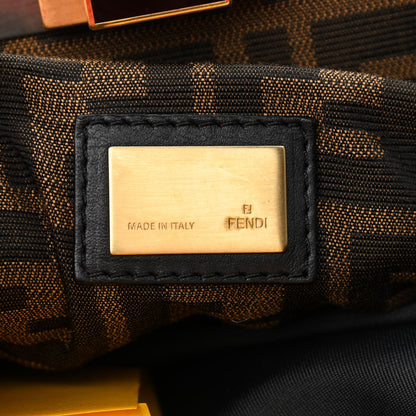 Fendi Goatskin Zucca Medium Peekaboo Iconic Satchel Black Tobacco 9 of 10