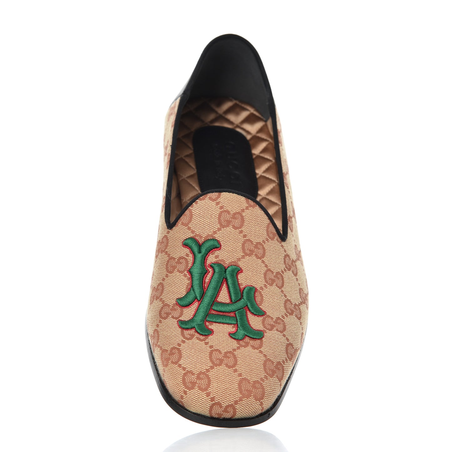 X MLB GG Monogram LA Dodgers Embroidered Mens Loafers 8.5 Beige Ruggine Black