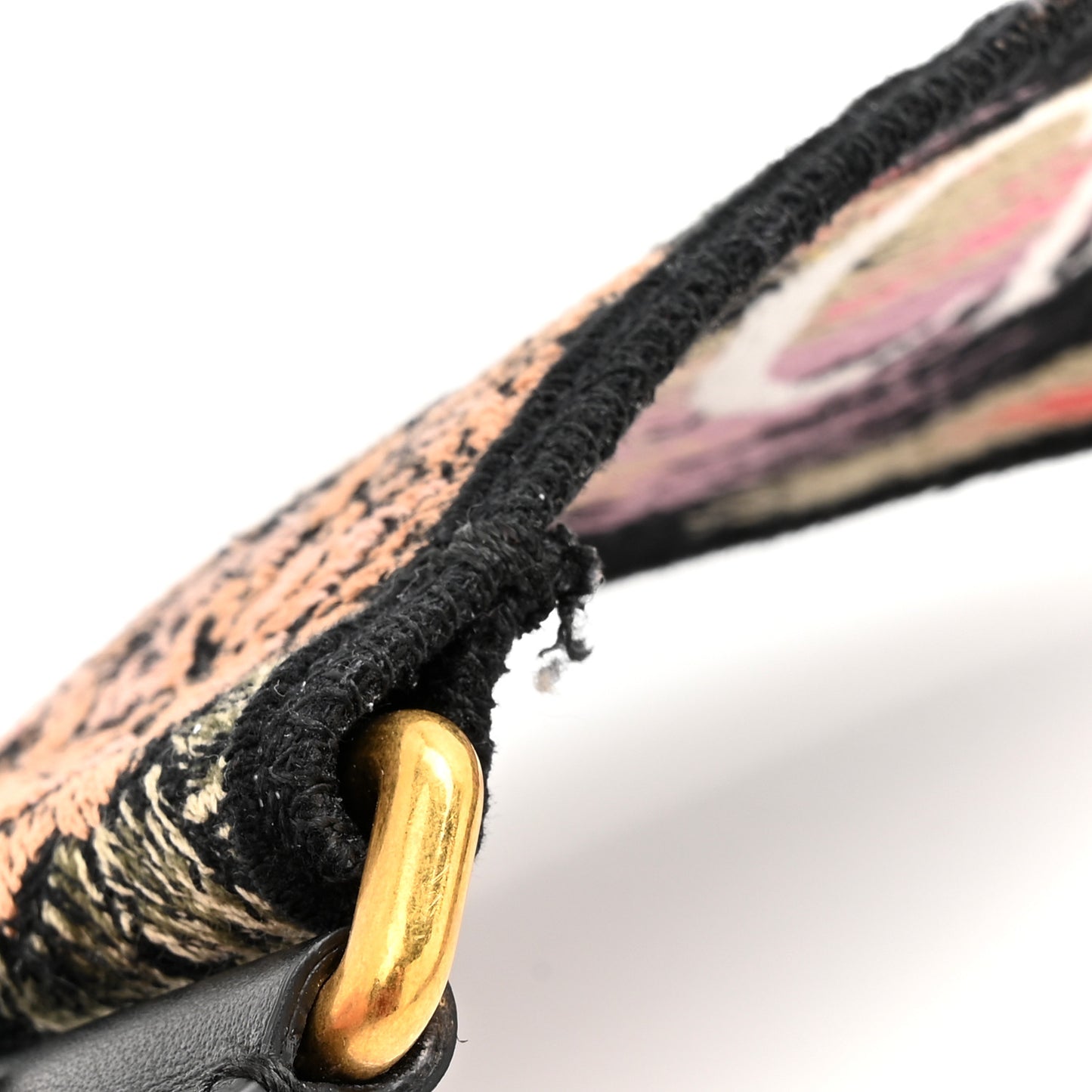 Canvas Embroidered Shoulder Strap Black Multicolor