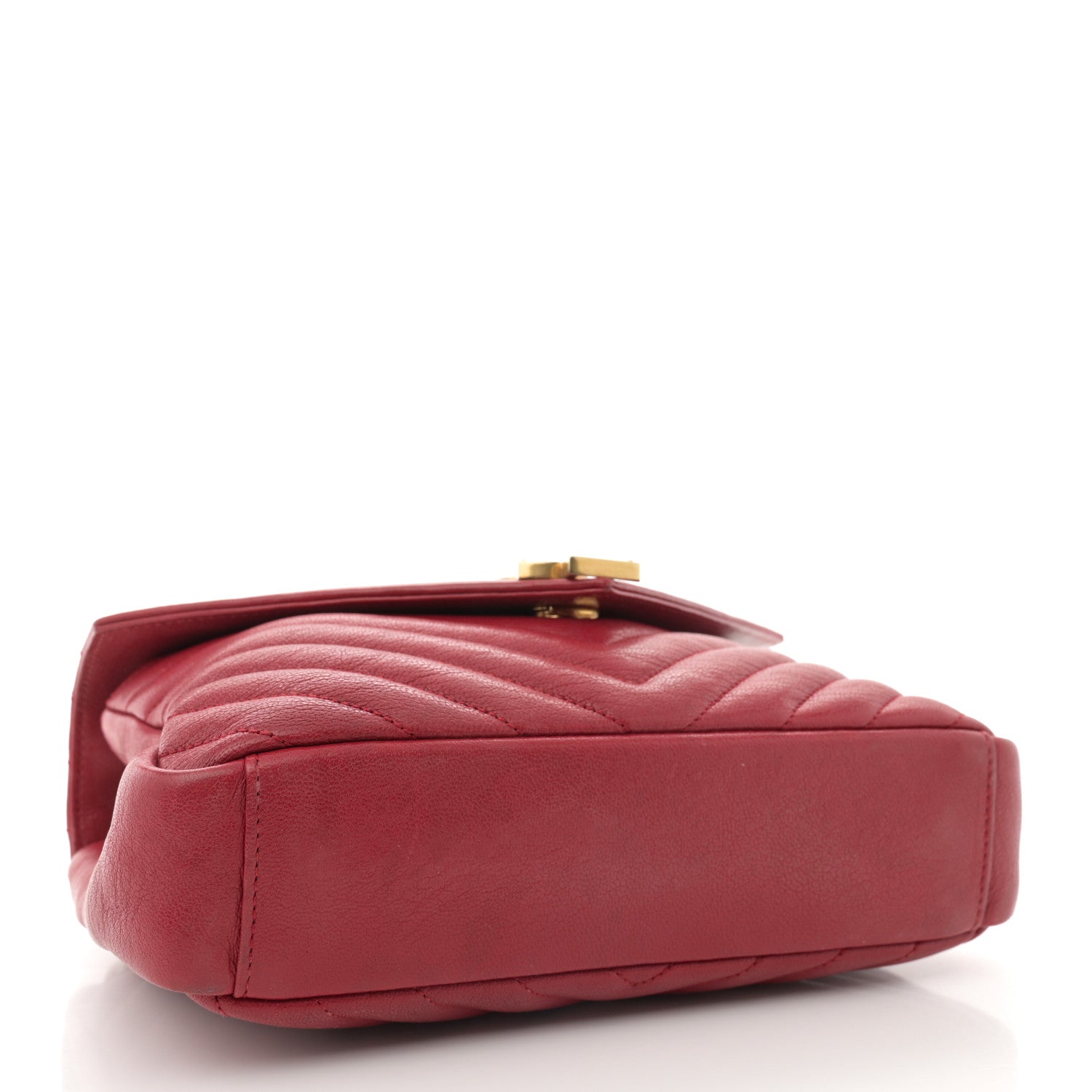 Saint Laurent Sheepskin Matelasse Chevron Monogram Medium College Bag Rouge 4 of 14