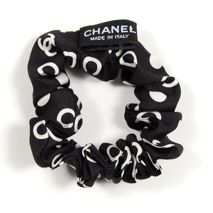 Chanel Silk CC Twilly Hair Tie Black White 5 of 6
