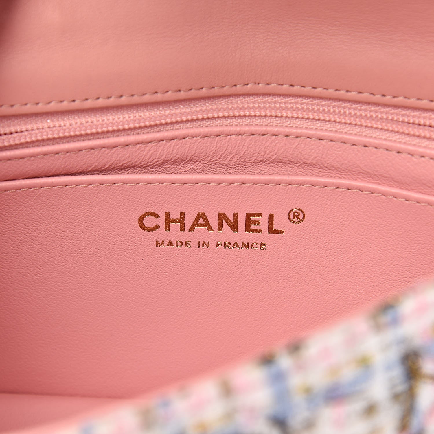 Chanel Tweed Quilted Mini Flap Blue Pink Gold 6 of 11