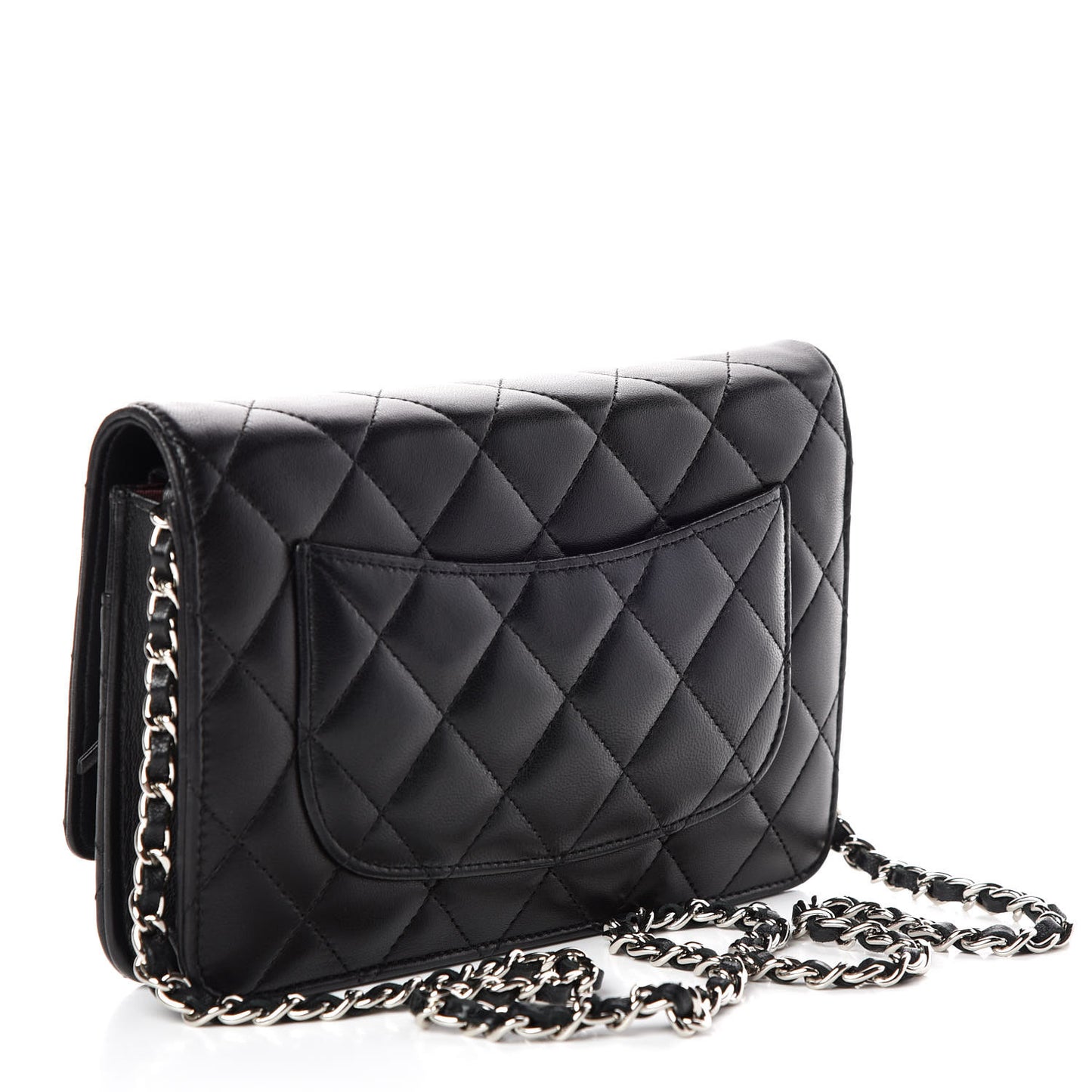 Lambskin Quilted Wallet On Chain WOC Black