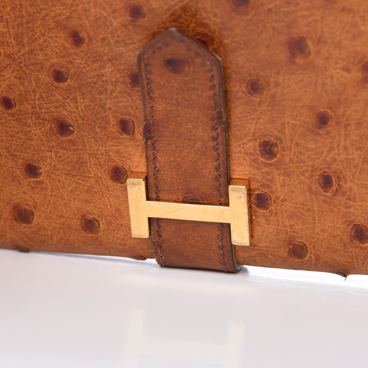 Hermes Ostrich Bearn Wallet Gold 10 of 17