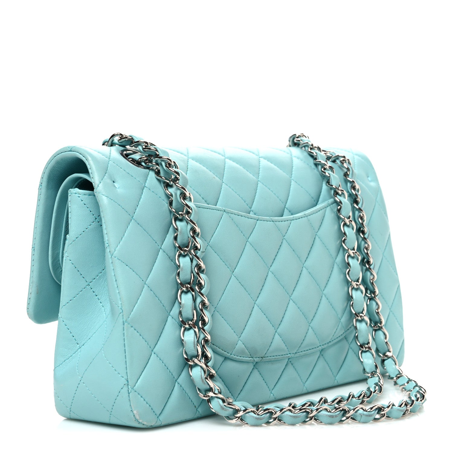 Chanel Lambskin Quilted Medium Double Flap Light Blue 3 of 12