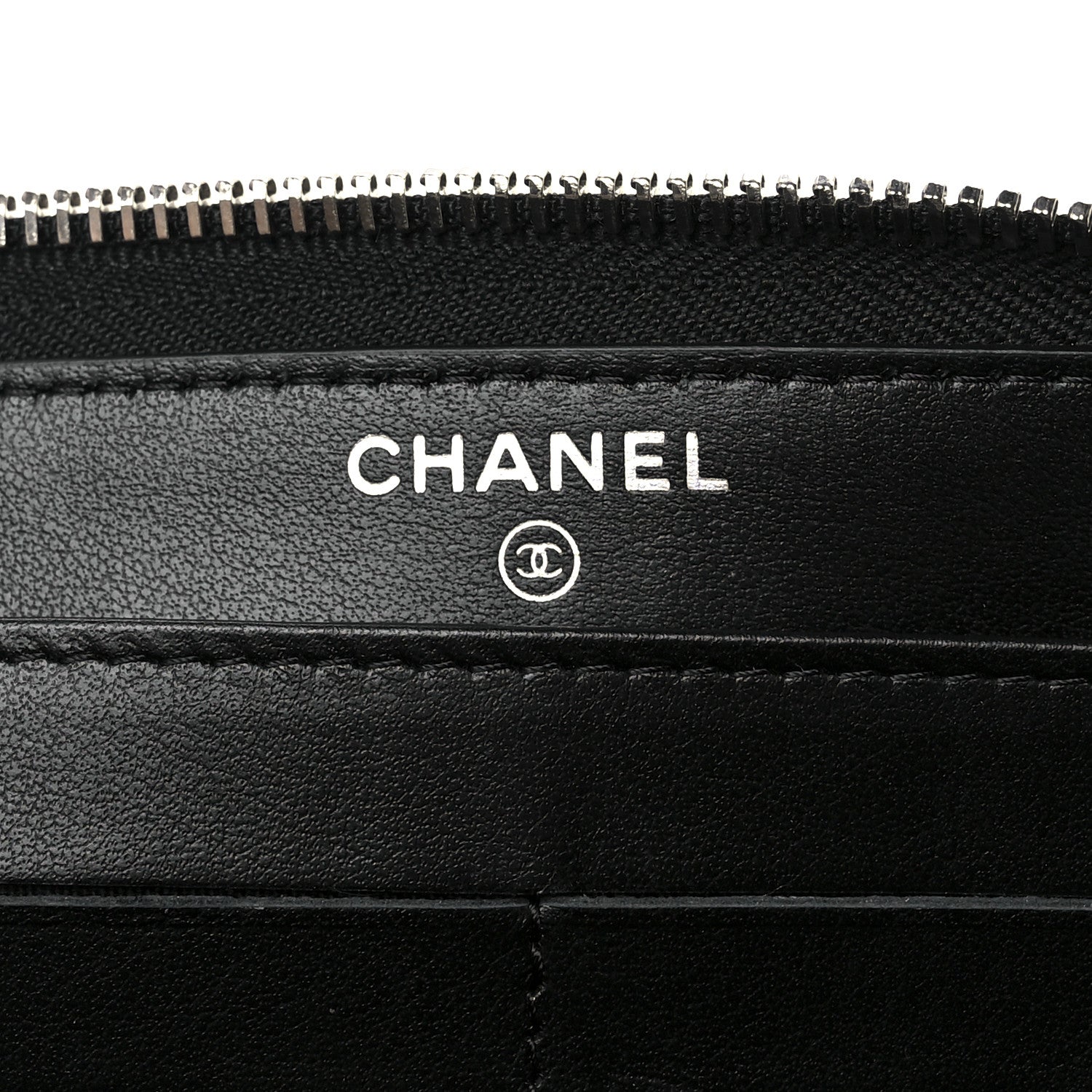 Chanel Lambskin Camellia Embossed Large Zip Around Gusset Wallet Black 5 of 11