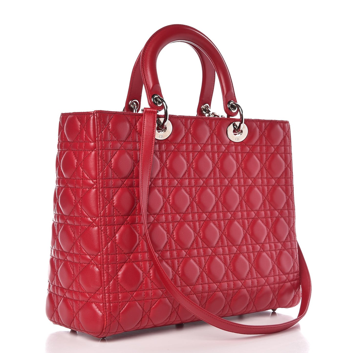 Lambskin Cannage Large Lady Dior Red
