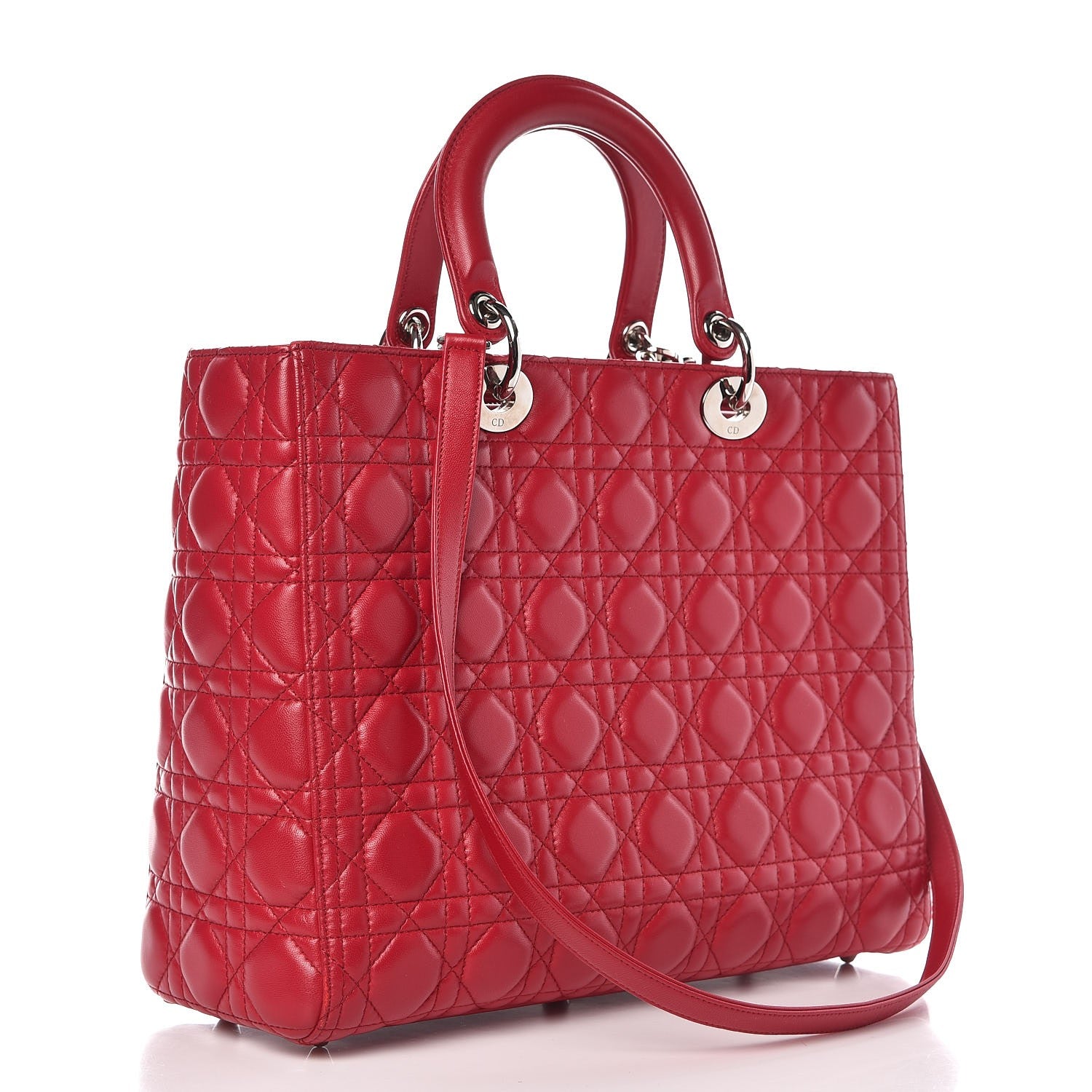 Christian Dior Lambskin Cannage Large Lady Dior Red 4 of 13