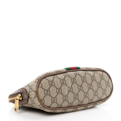 Gucci GG Supreme Monogram Textured Calfskin Web Large Ophidia Cosmetic Case Beige Ebony New Acero 4 of 11