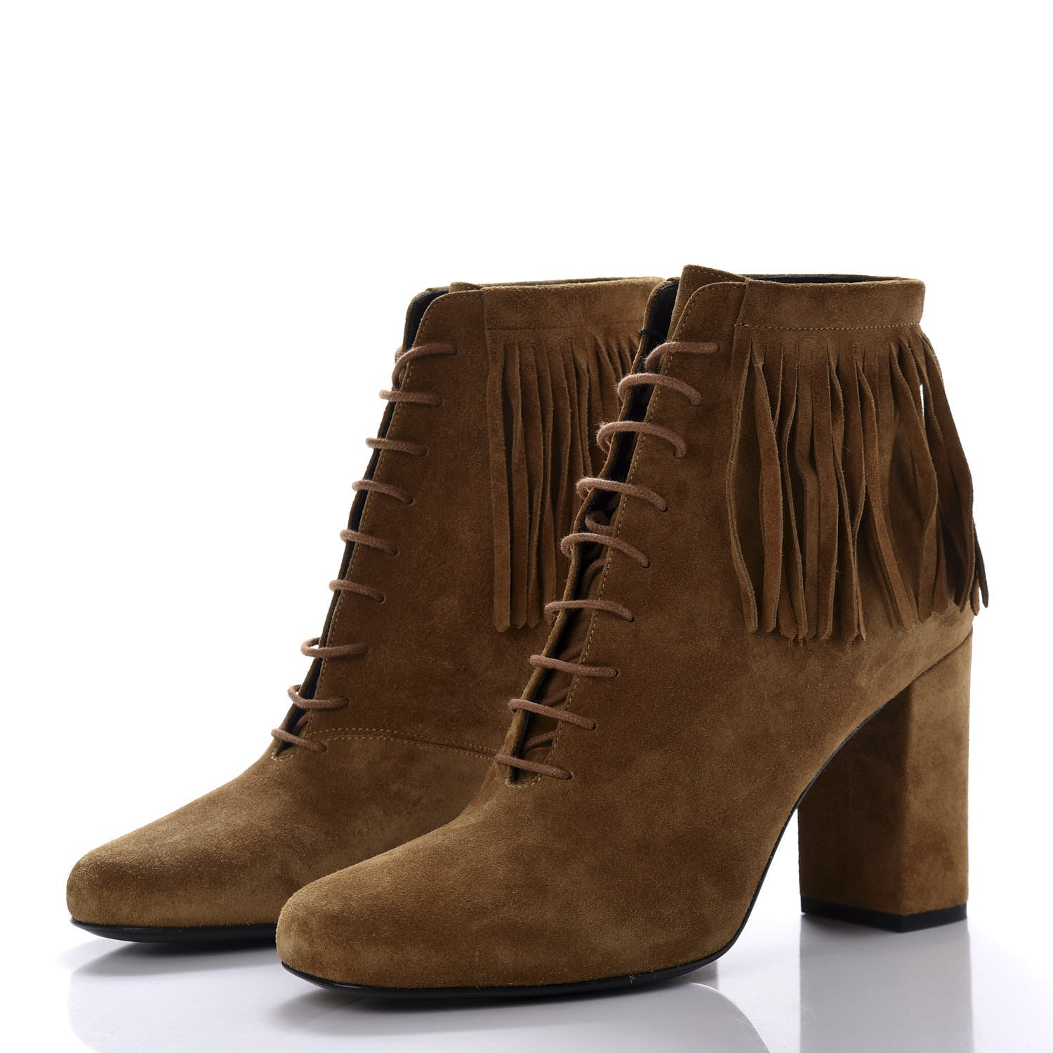 Saint Laurent Suede Babies 90 Fringe Ankle Boots 39 Light Tan 4 of 11