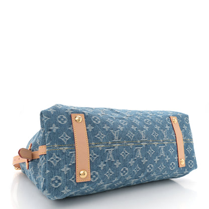 Louis Vuitton Monogram Denim CarryAll MM Blue 4 of 9