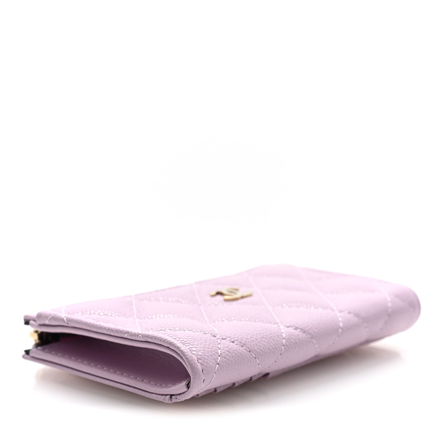 Caviar Quilted CC Zip Around Card Holder Light Pink