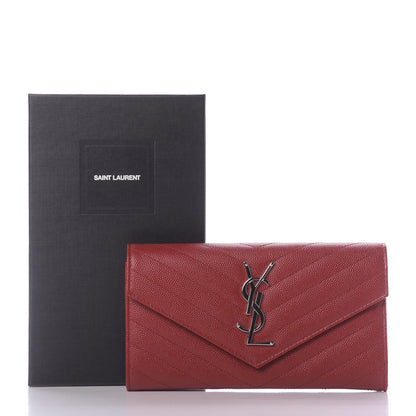 Saint Laurent Grain De Poudre Matelasse Chevron Monogram Flap Wallet Eros 11 of 11