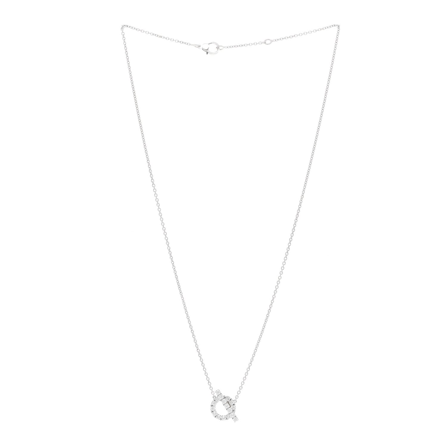 Hermes 18K White Gold Diamond Finesse Pendant Necklace 3 of 6