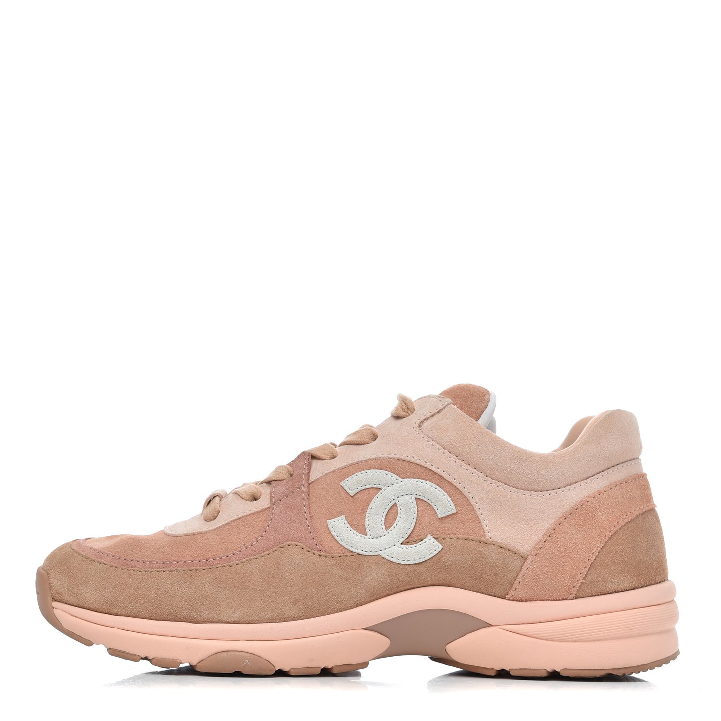 Nylon Lambskin Suede Calfskin CC Sneakers 39 Pink