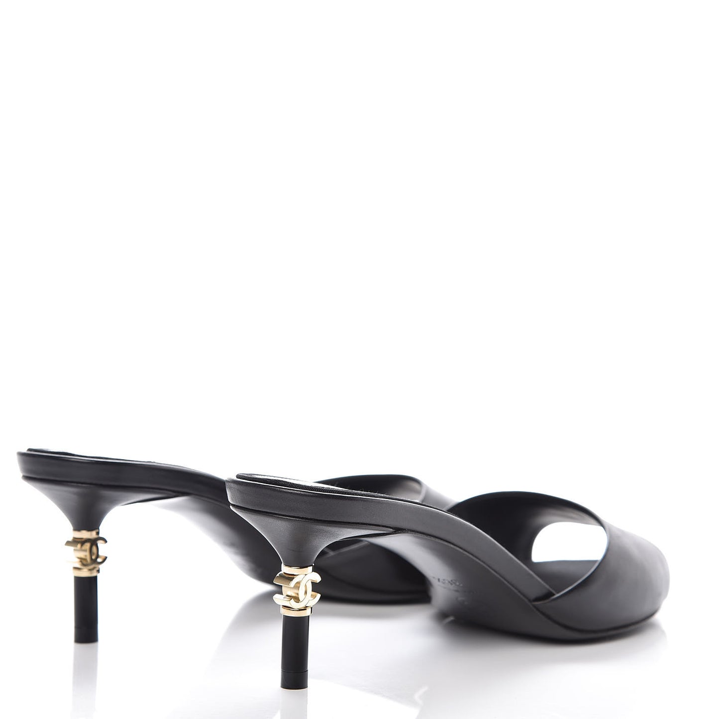 Calfskin Grosgrain CC Mules 38.5 Black