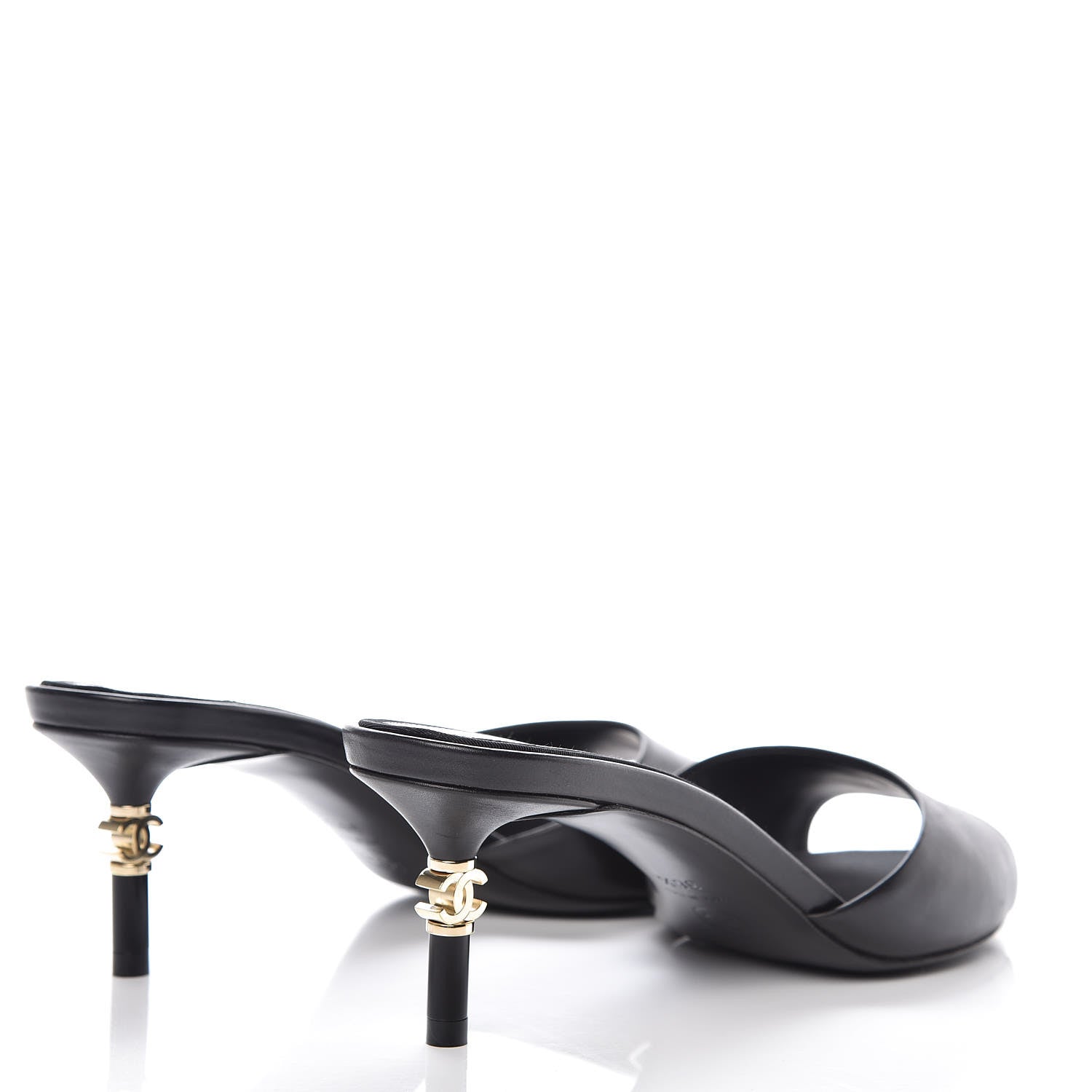 Chanel Calfskin Grosgrain CC Mules 38.5 Black 4 of 9