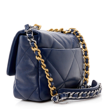 Chanel Lambskin Quilted Medium Chanel 19 Flap Navy Blue 3 of 10