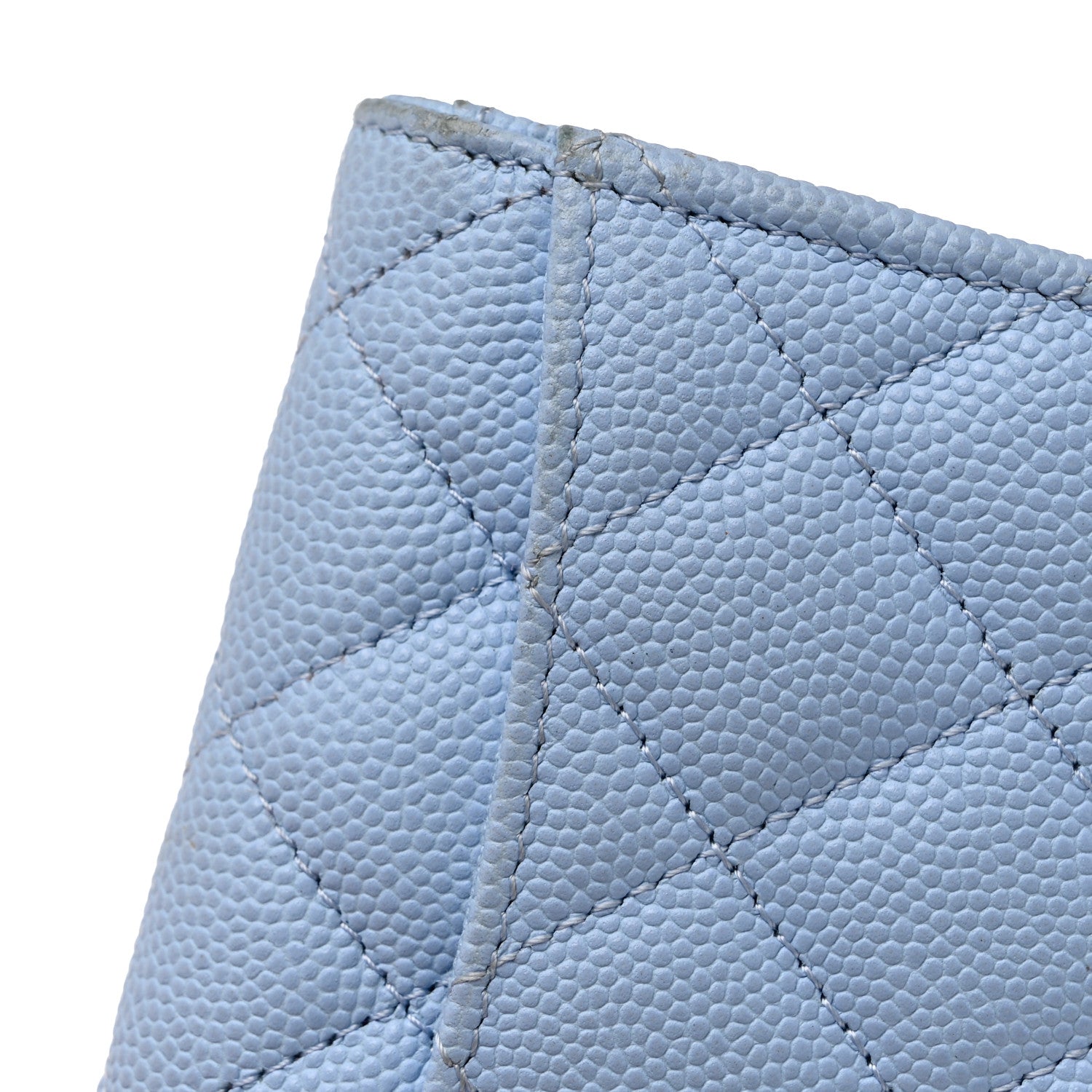 Chanel Caviar Quilted Flap Card Holder Wallet Light Blue 16 of 17