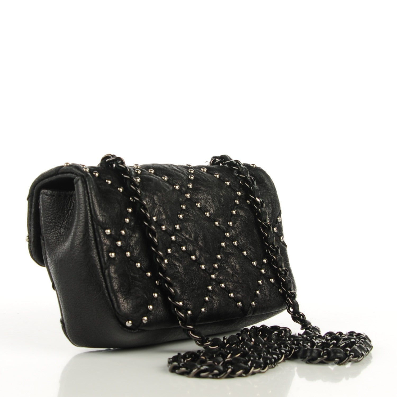 Chanel Lambskin Studded Mini Metal Beauty Flap Black 3 of 8