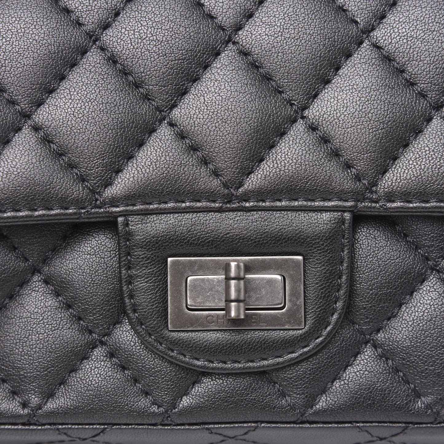 Aged Calfskin Quilted 2.55 Reissue Mini Flap Dark Silver