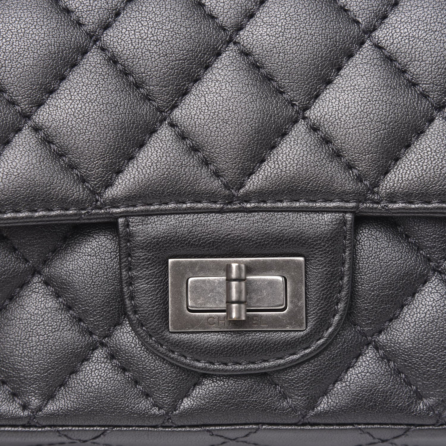 Chanel Aged Calfskin Quilted 2.55 Reissue Mini Flap Dark Silver 10 of 11