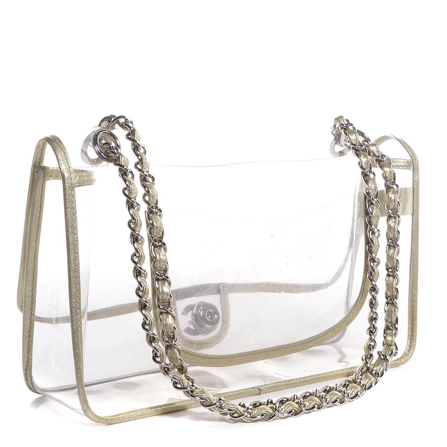 Chanel Vinyl Naked Classic Flap Gold 3 of 8