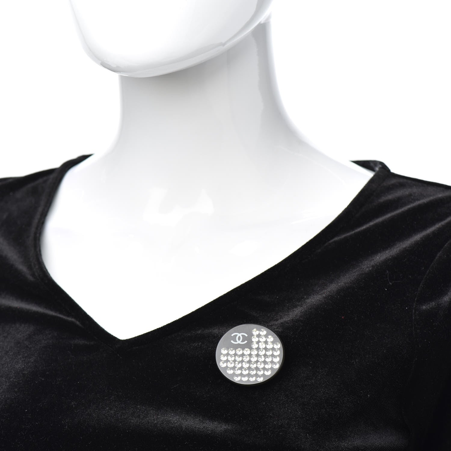 Chanel Resin Crystal CC Brooch Black 2 of 6