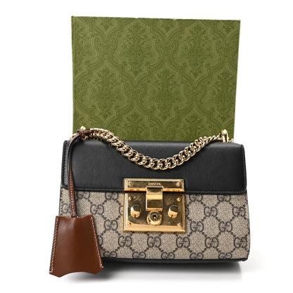 Gucci GG Supreme Monogram Calfskin Small Padlock Shoulder Bag Beige Black Cuir 11 of 11