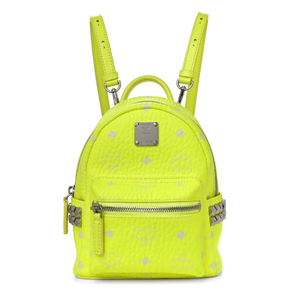 MCM Visetos Side Stud X-Mini Stark Bebe Boo Backpack Neon Yellow 1 of 10