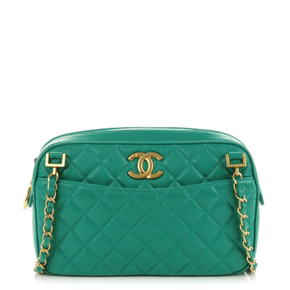 Chanel Lambskin Quilted Medium CC Crown Camera Case Green 1 of 7