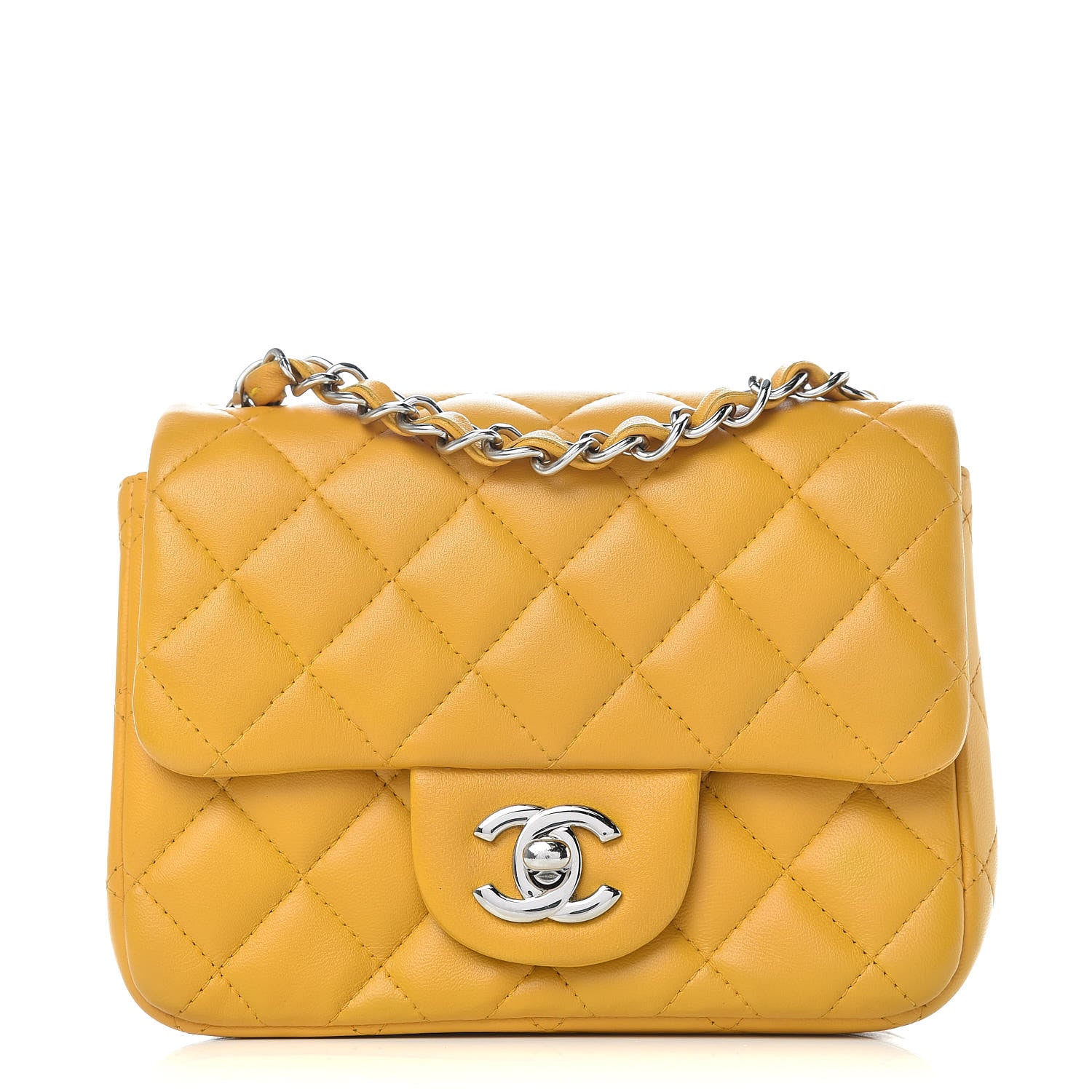 Chanel Lambskin Quilted Mini Square Flap Yellow 1 of 9