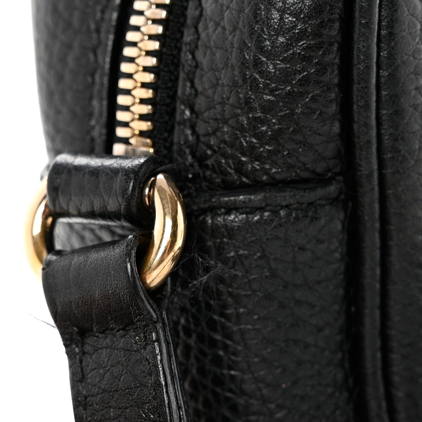 Pebbled Calfskin Small Soho Disco Bag Black