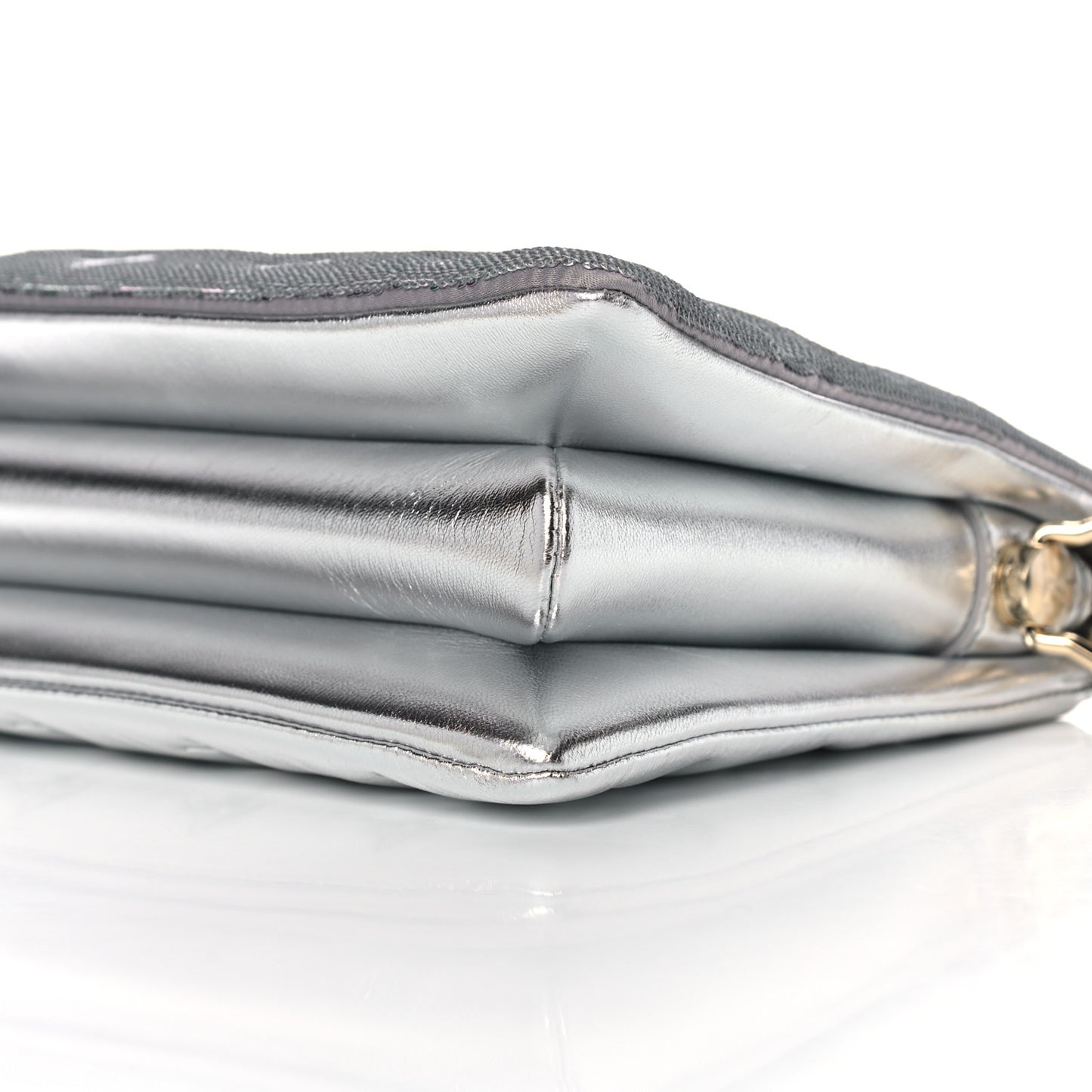Satin Sequin Embroidered Monogram Coussin BB Silver