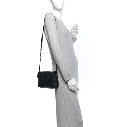 Saint Laurent Calfskin Y Quilted Monogram Monochrome Toy Loulou Crossbody Bag Black 2 of 10