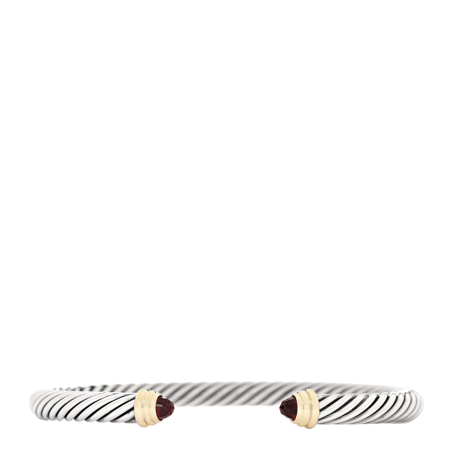 David Yurman Sterling Silver 14K Yellow Gold Garnet 5mm Cable Classics Petite Color Bracelet 1 of 3