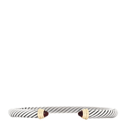David Yurman Sterling Silver 14K Yellow Gold Garnet 5mm Cable Classics Petite Color Bracelet 1 of 3