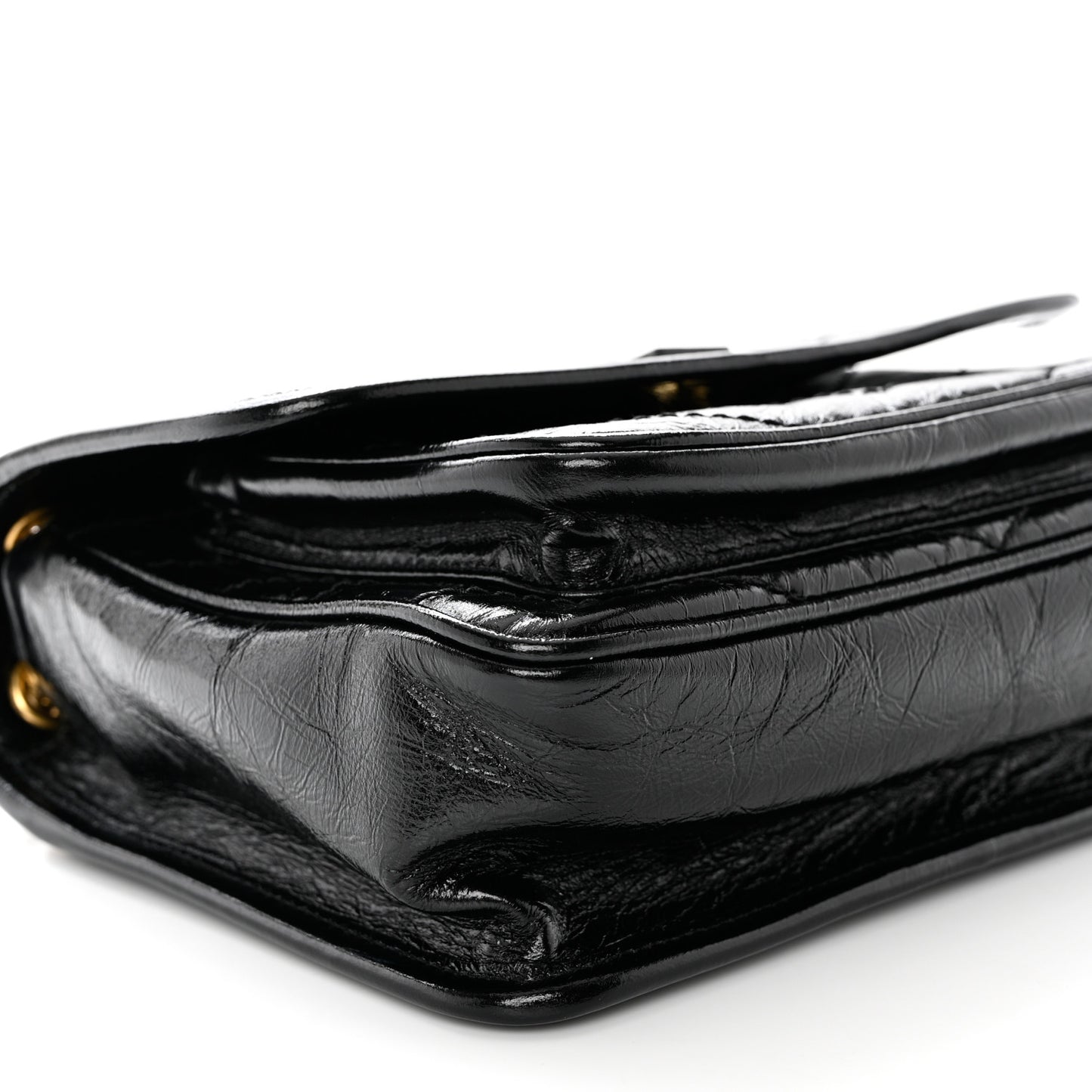 Crinkled Lambskin Matelasse Monogram Baby Niki Chain Satchel Black