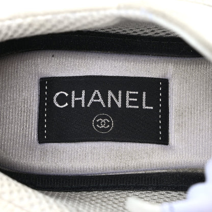 Chanel Calfskin Mesh Lycra Suede Womens Logo Sneakers 40 White 7 of 8