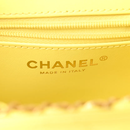 Chanel Shiny Aged Calfskin Quilted Nano Kelly Shopper Light Yellow 6 of 11