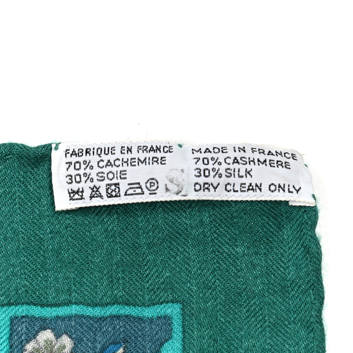 Cashmere Silk Au Pays Des Oiseaux Fleurs Shawl 140 Vert White Turquoise