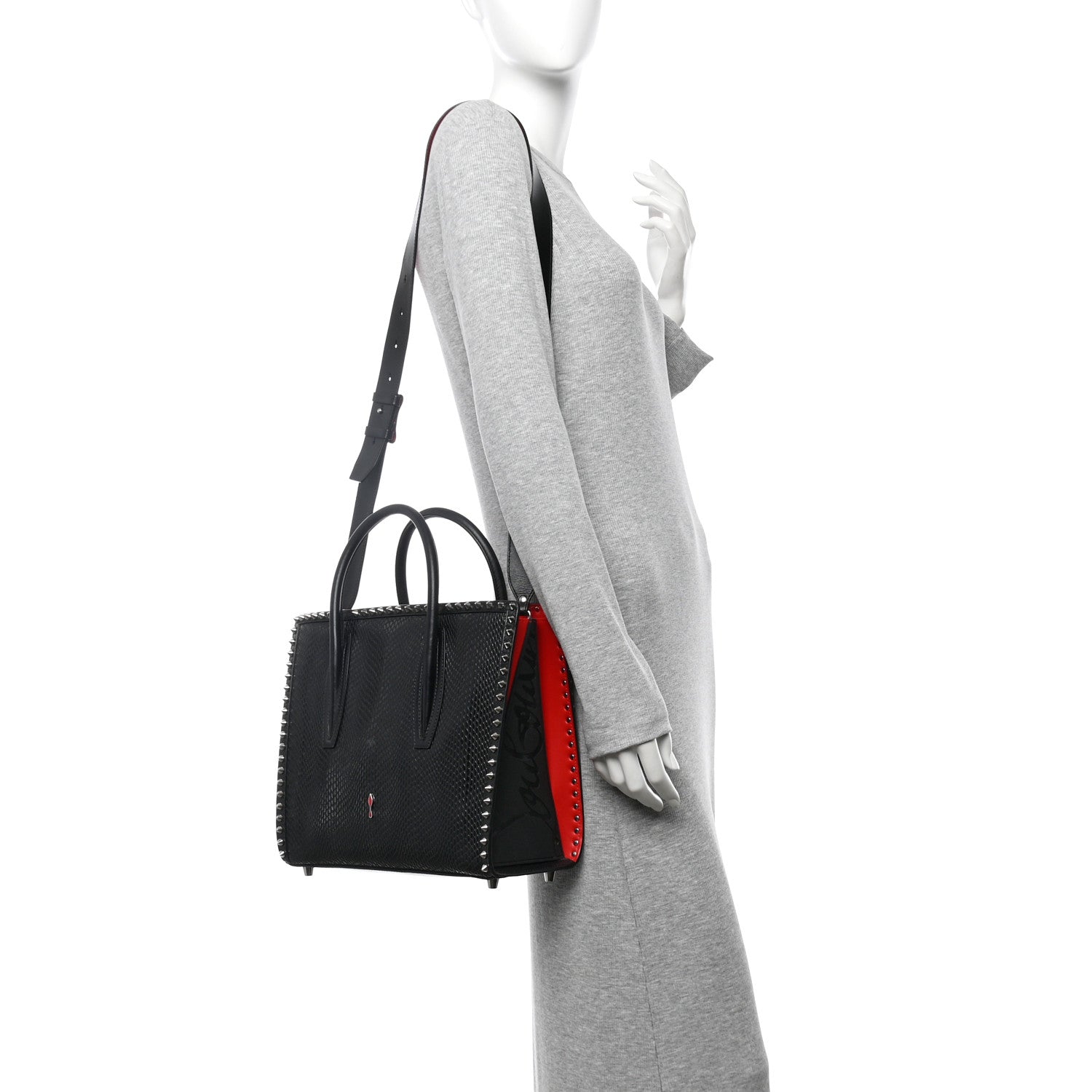Christian Louboutin Snakeskin Medium Paloma Tote Black 2 of 11