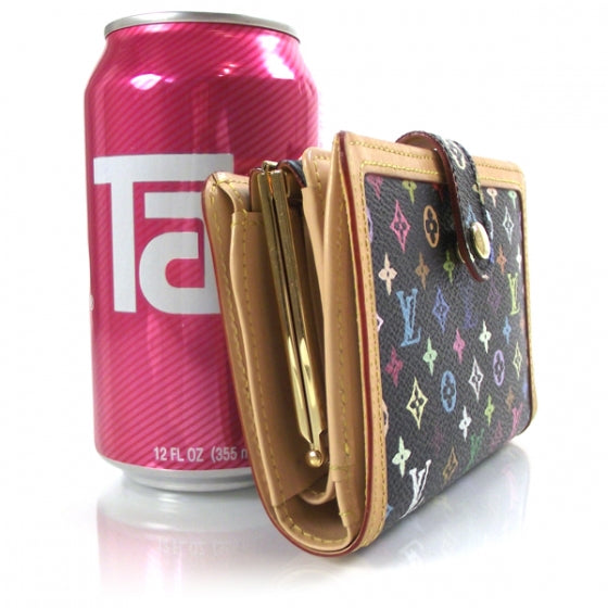 Louis Vuitton Monogram Multicolor French Purse Wallet Black 3 of 8