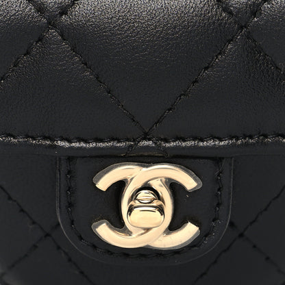 Chanel Lambskin Quilted CC In Love Heart Zipped Arm Coin Purse Black 8 of 9
