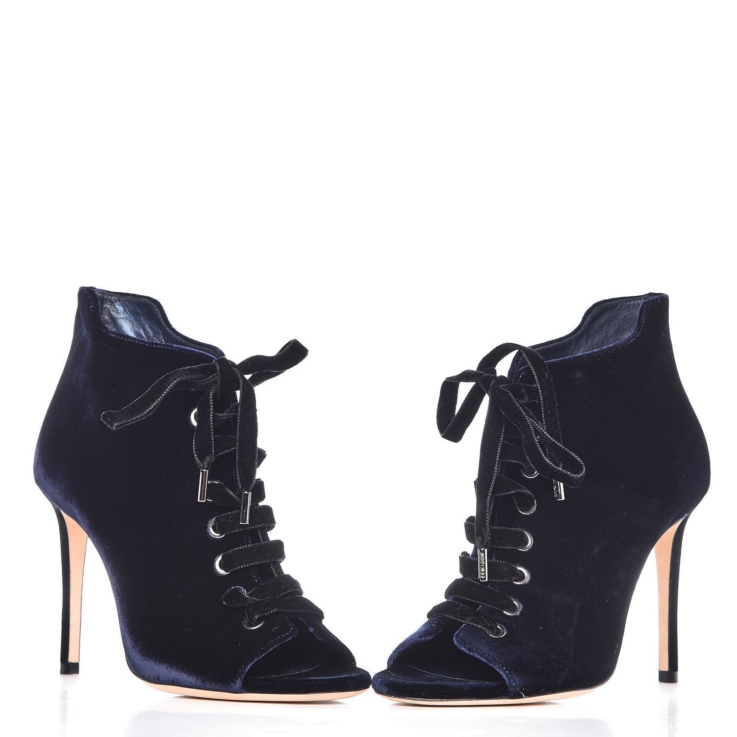 Velvet Lace Up Mavy Booties 37 Navy