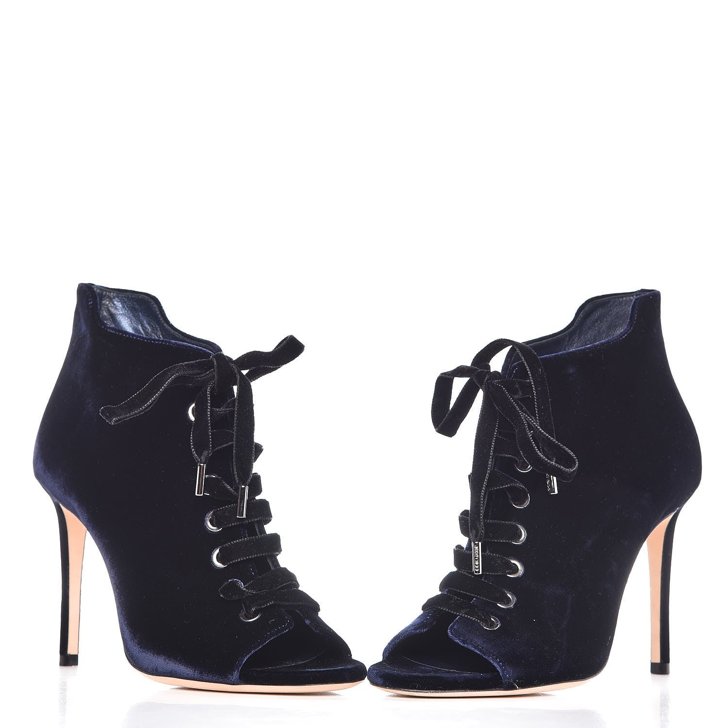 Jimmy Choo Velvet Lace Up Mavy Booties 37 Navy 6 of 10